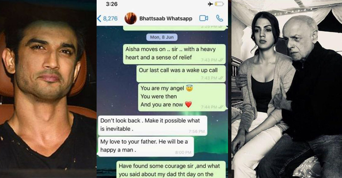 Rhea Chakraborty Mahesh Bhatts Whatsapp Chats From June 8 Went Viral Sushant Singh Rajput
